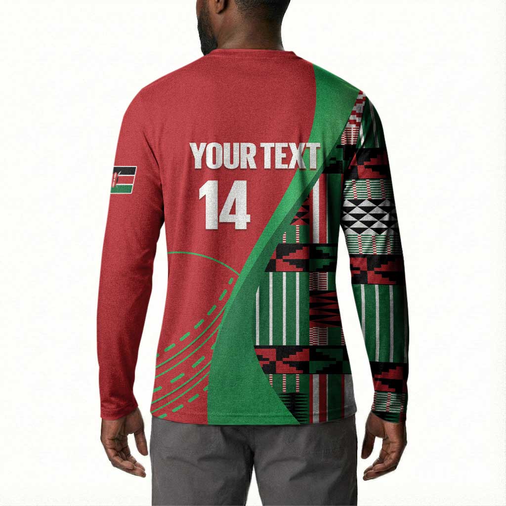 Custom Kenya Cricket Button Sweatshirt Come On Simbas Kente Pattern
