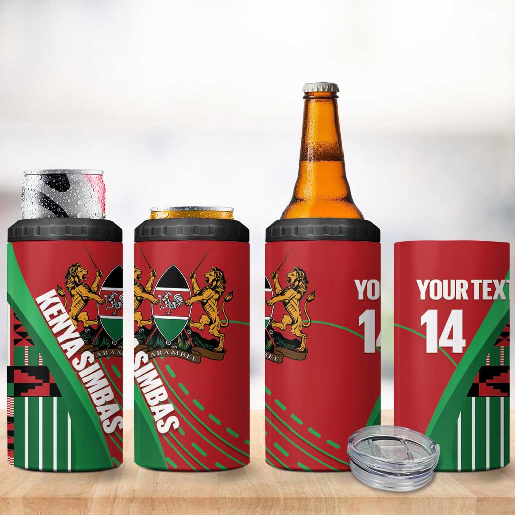 Custom Kenya Cricket 4 in 1 Can Cooler Tumbler Simbas African Kente - African Pride