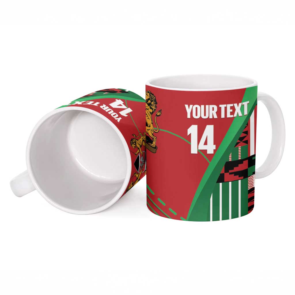 Custom Kenya Cricket Ceramic Mug Come On Simbas Kente Pattern
