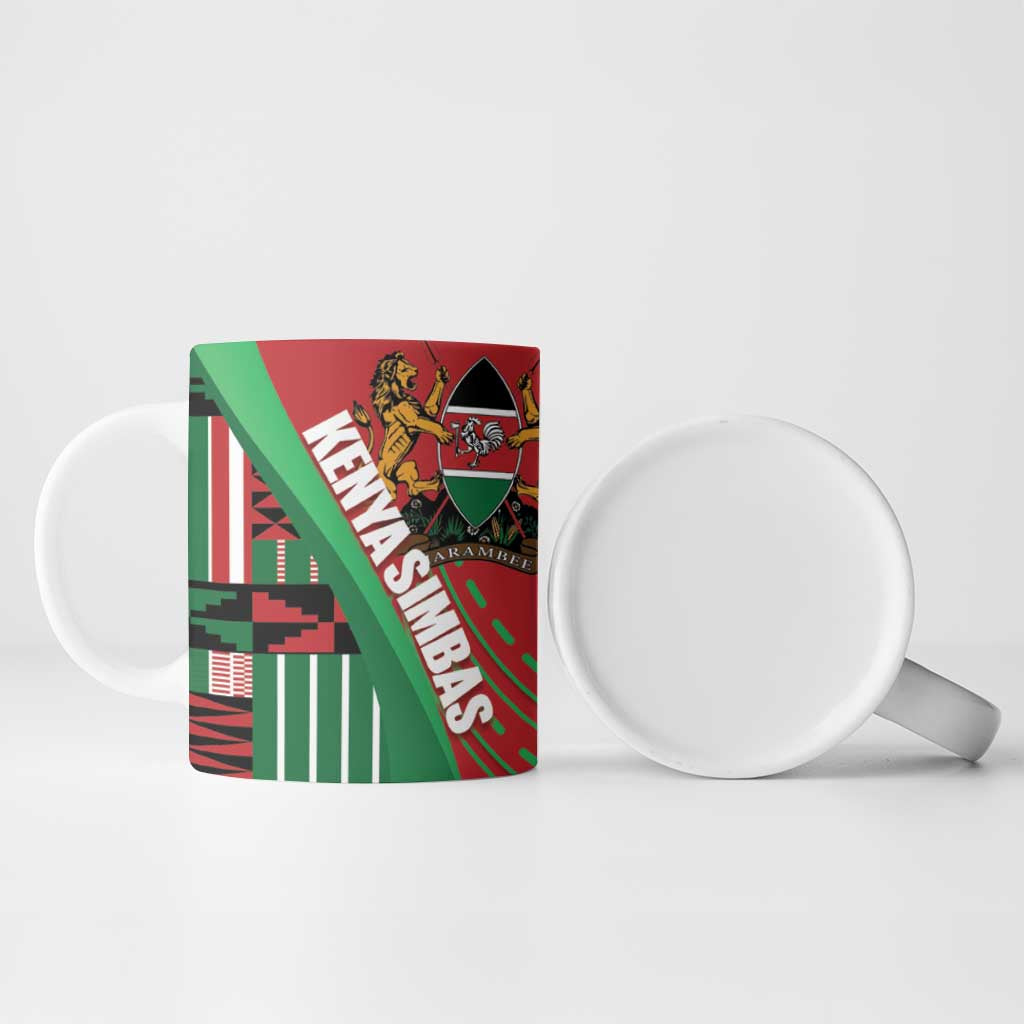 Custom Kenya Cricket Ceramic Mug Come On Simbas Kente Pattern