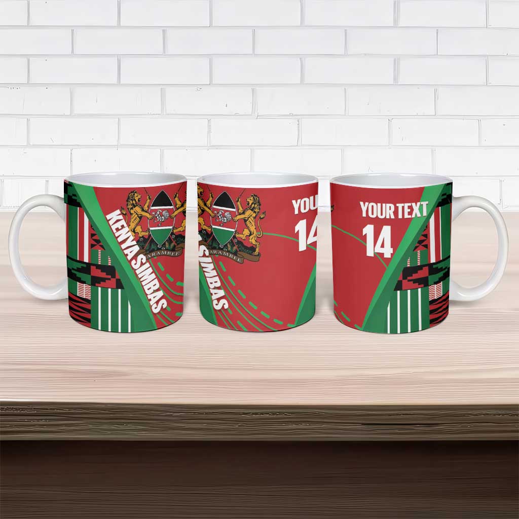 Custom Kenya Cricket Ceramic Mug Come On Simbas Kente Pattern