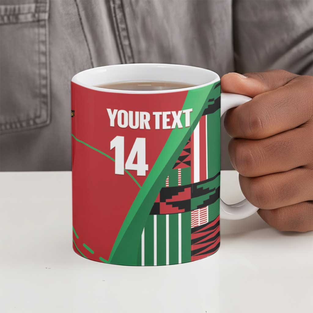 Custom Kenya Cricket Ceramic Mug Come On Simbas Kente Pattern