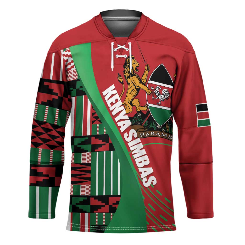 Custom Kenya Cricket Hockey Jersey Come On Simbas Kente Pattern