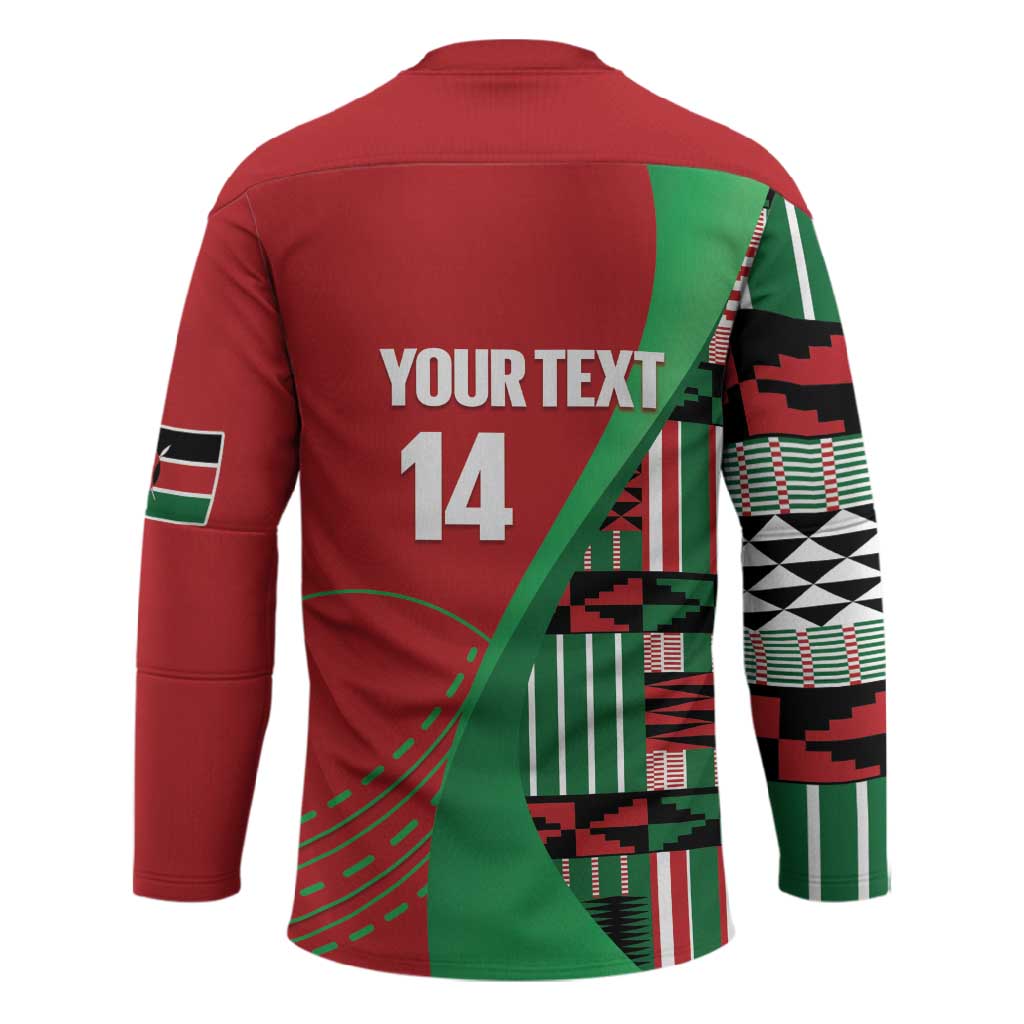 Custom Kenya Cricket Hockey Jersey Come On Simbas Kente Pattern