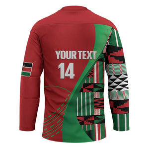 Custom Kenya Cricket Hockey Jersey Come On Simbas Kente Pattern