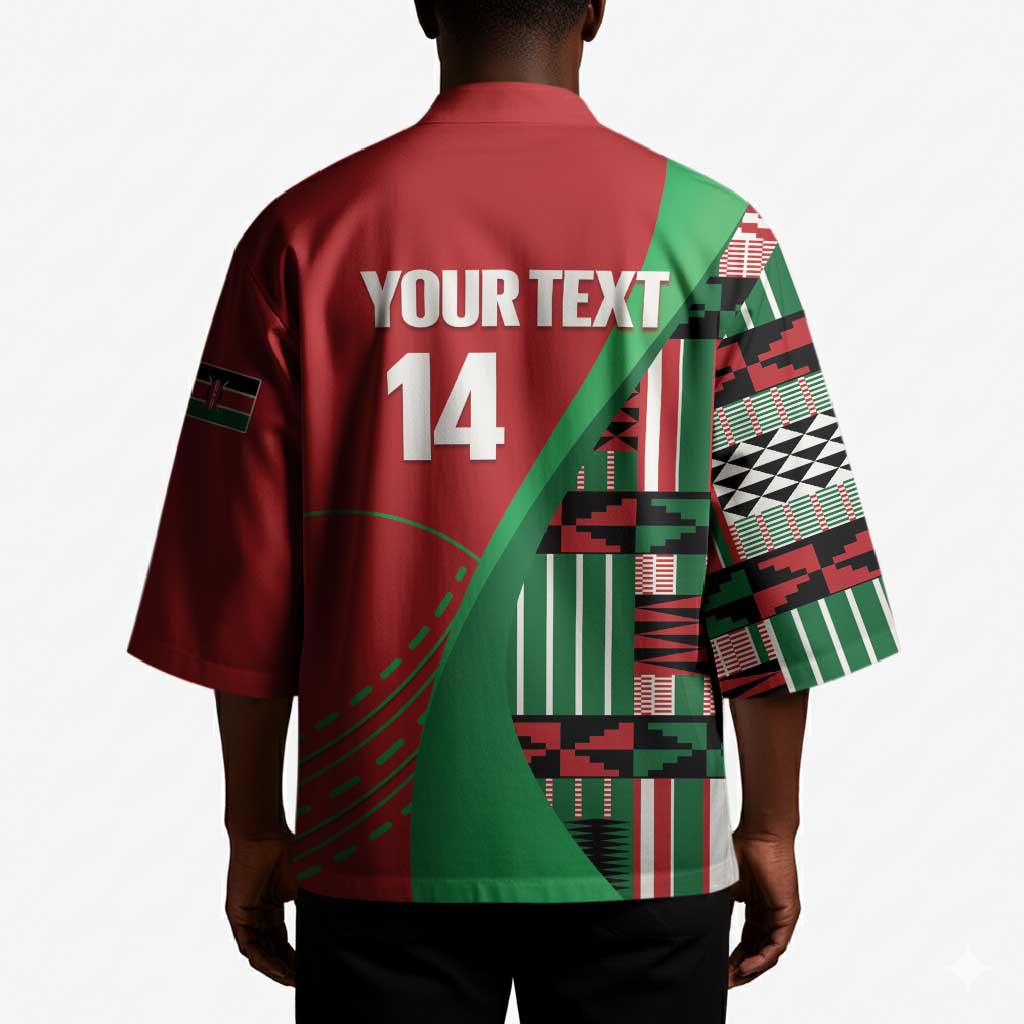 Custom Kenya Cricket Kimono Come On Simbas Kente Pattern