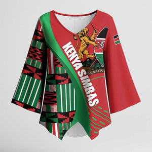 Custom Kenya Cricket Kimono Sleeve Blouse Come On Simbas Kente Pattern