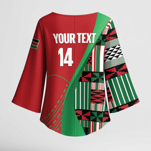 Custom Kenya Cricket Kimono Sleeve Blouse Come On Simbas Kente Pattern