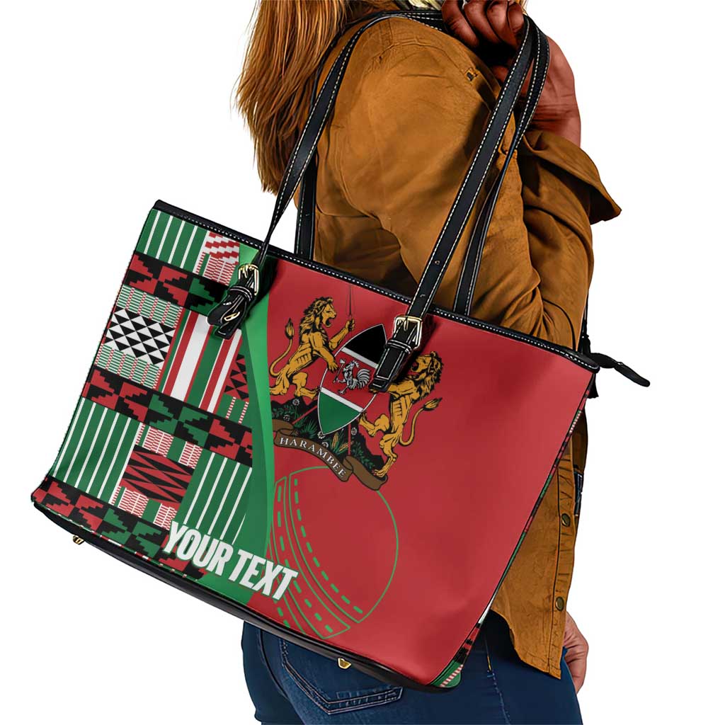 Custom Kenya Cricket Leather Tote Bag Simbas African Kente - African Pride