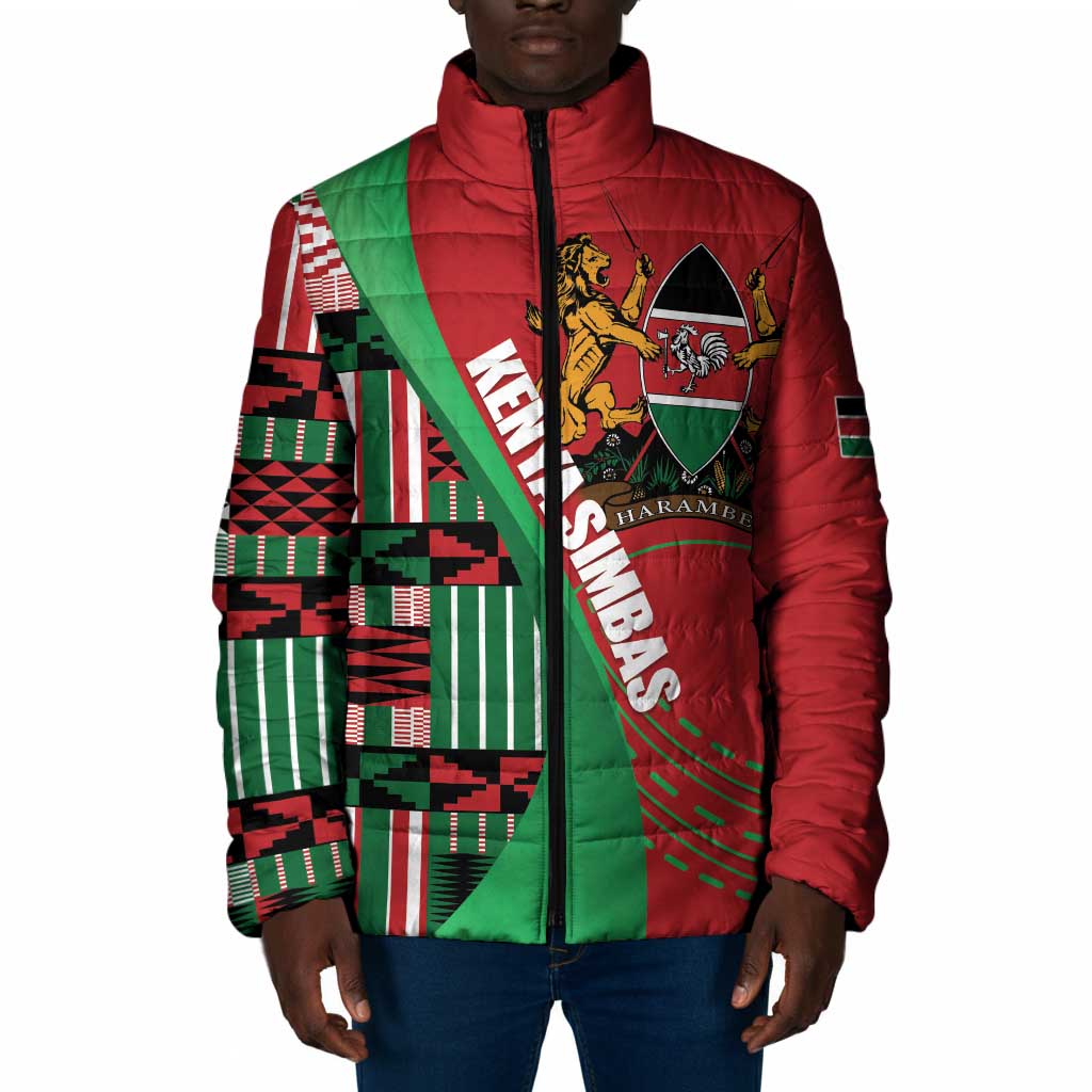 Custom Kenya Cricket Padded Jacket Come On Simbas Kente Pattern