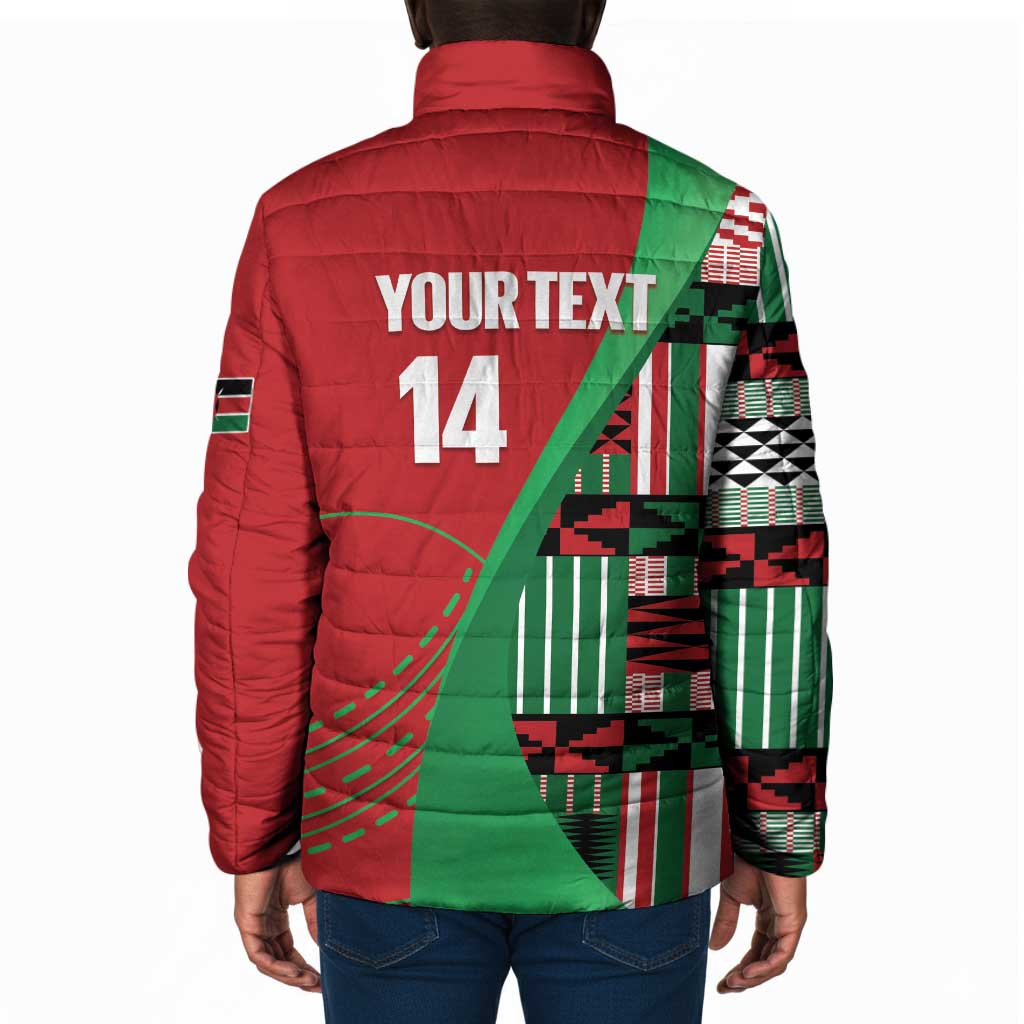 Custom Kenya Cricket Padded Jacket Come On Simbas Kente Pattern