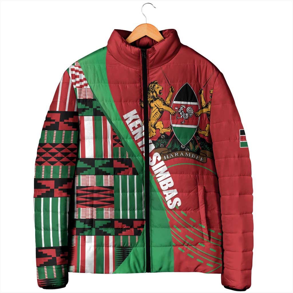 Custom Kenya Cricket Padded Jacket Come On Simbas Kente Pattern