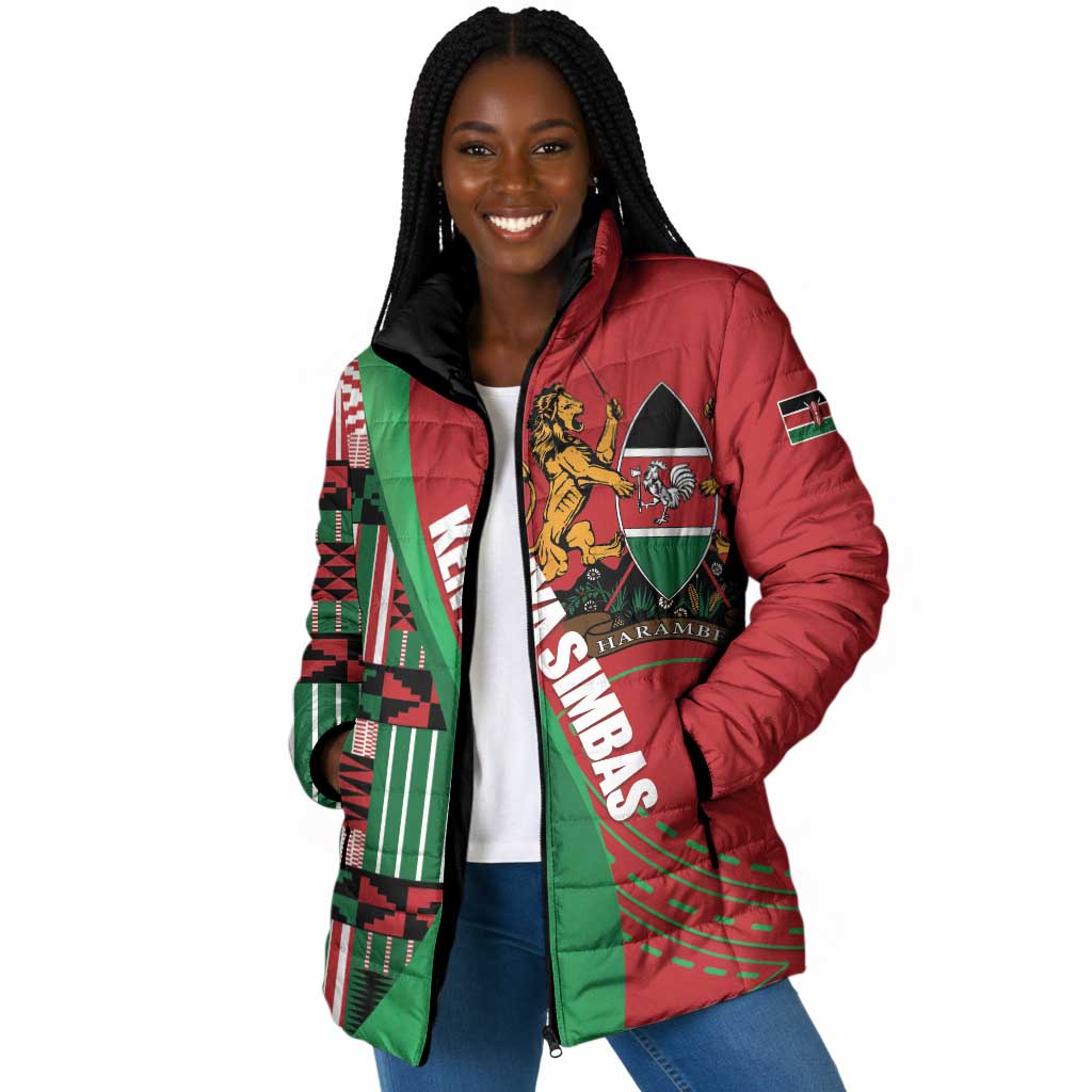 Custom Kenya Cricket Padded Jacket Come On Simbas Kente Pattern