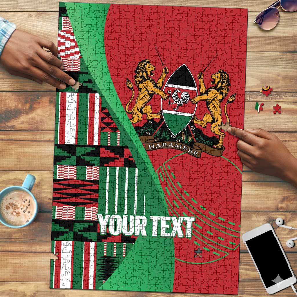 Custom Kenya Cricket Puzzle Come On Simbas Kente Pattern