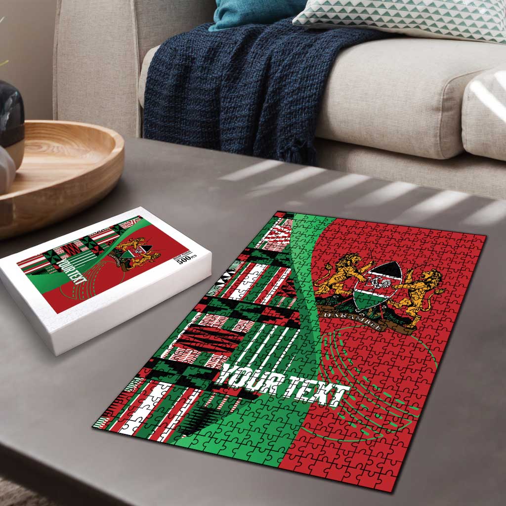 Custom Kenya Cricket Puzzle Come On Simbas Kente Pattern