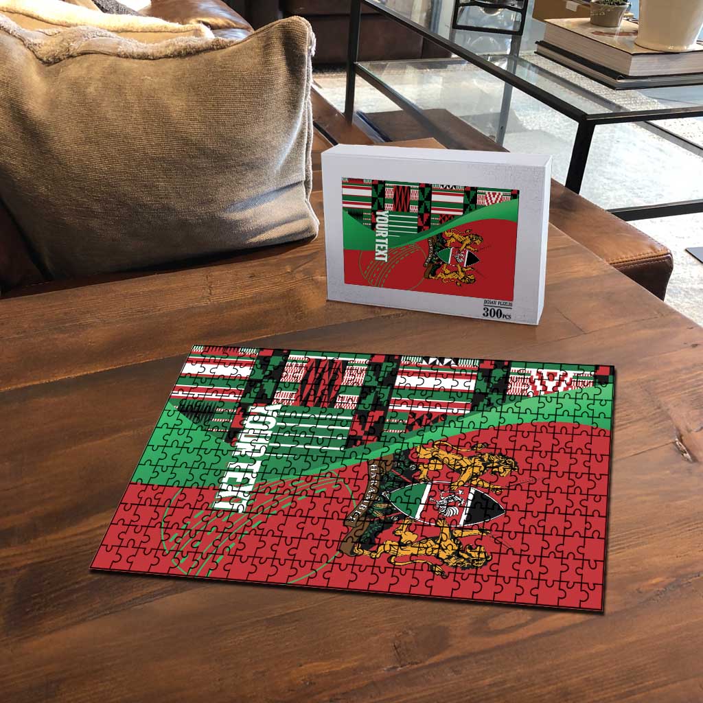 Custom Kenya Cricket Puzzle Come On Simbas Kente Pattern