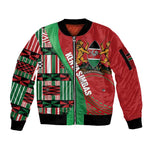 Custom Kenya Cricket Sleeve Zip Bomber Jacket Simbas African Kente - African Pride