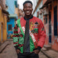 Custom Kenya Cricket Sleeve Zip Bomber Jacket Simbas African Kente - African Pride