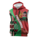 Custom Kenya Cricket Sleeveless Hoodie Simbas African Kente - African Pride