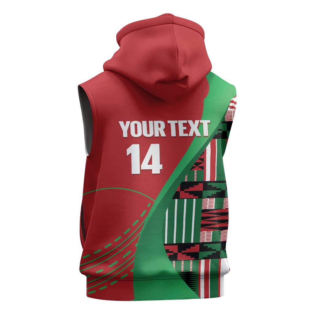 Custom Kenya Cricket Sleeveless Hoodie Simbas African Kente - African Pride