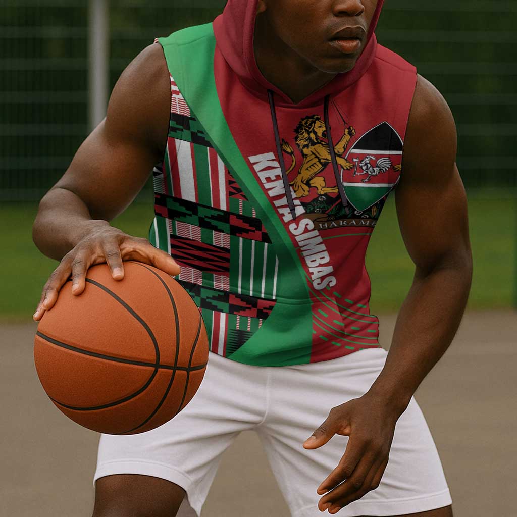 Custom Kenya Cricket Sleeveless Hoodie Simbas African Kente - African Pride