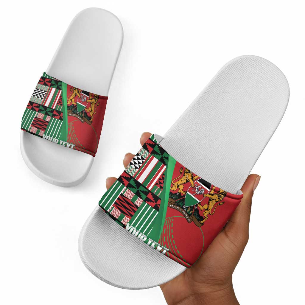 Custom Kenya Cricket Slide Sandals Come On Simbas Kente Pattern