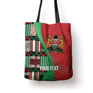 Custom Kenya Cricket Tote Bag Come On Simbas Kente Pattern