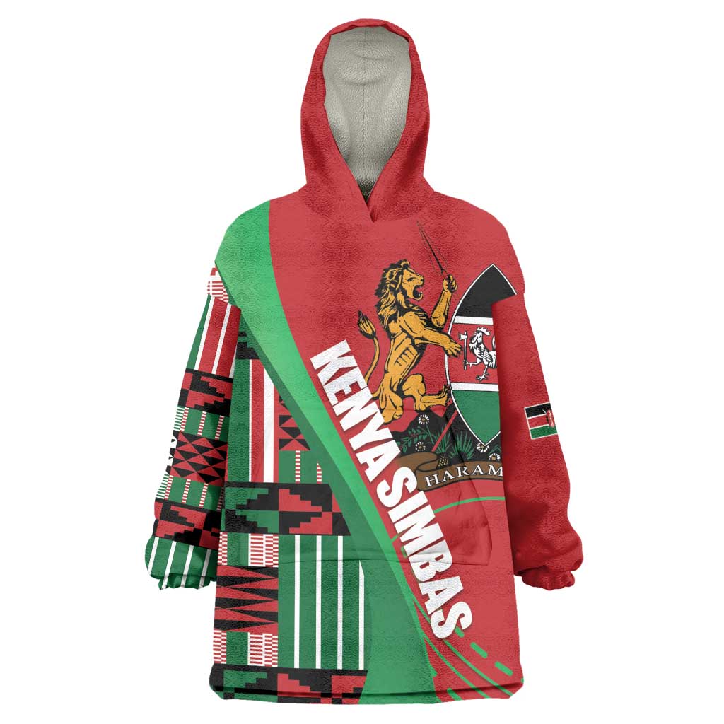 Custom Kenya Cricket Wearable Blanket Hoodie Simbas African Kente - African Pride