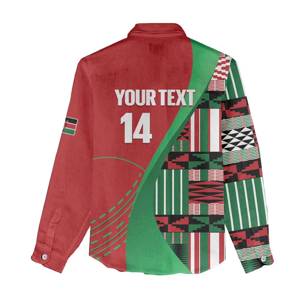 Custom Kenya Cricket Women Casual Shirt Simbas African Kente - African Pride