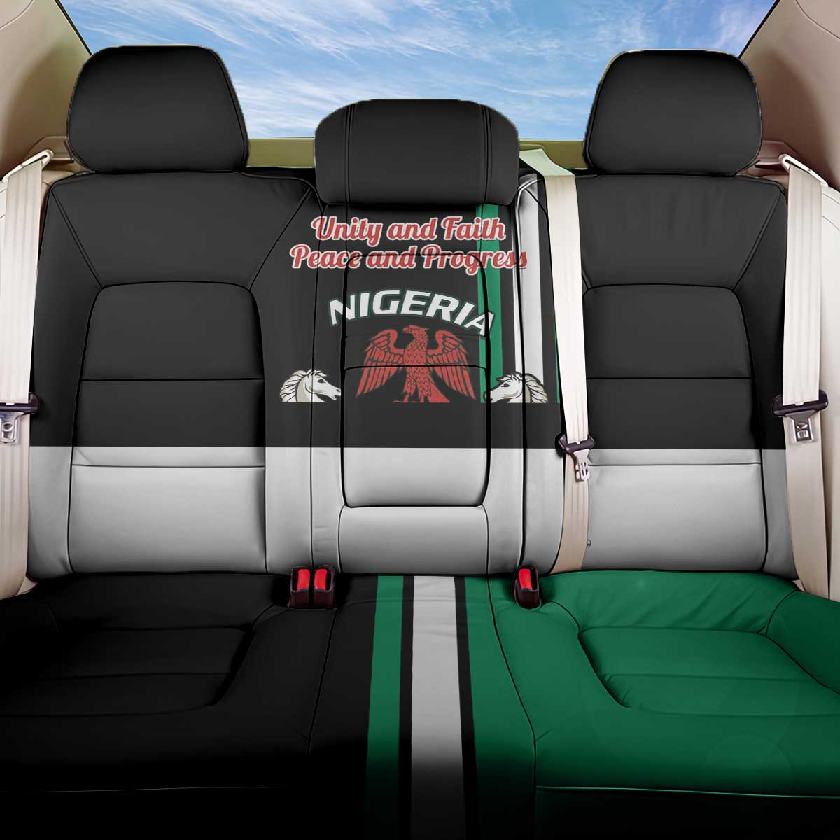 Nigeria Back Car Seat Cover Nigeria Coat Of Arms Simple Style