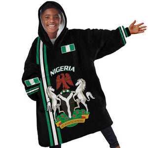 Nigeria KId Wearable Blanket Hoodie Nigeria Coat Of Arms Simple Style