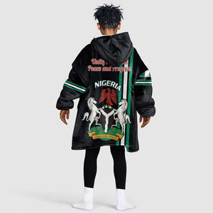 Nigeria KId Wearable Blanket Hoodie Nigeria Coat Of Arms Simple Style