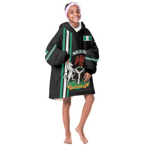 Nigeria KId Wearable Blanket Hoodie Nigeria Coat Of Arms Simple Style