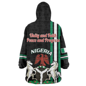 Nigeria KId Wearable Blanket Hoodie Nigeria Coat Of Arms Simple Style