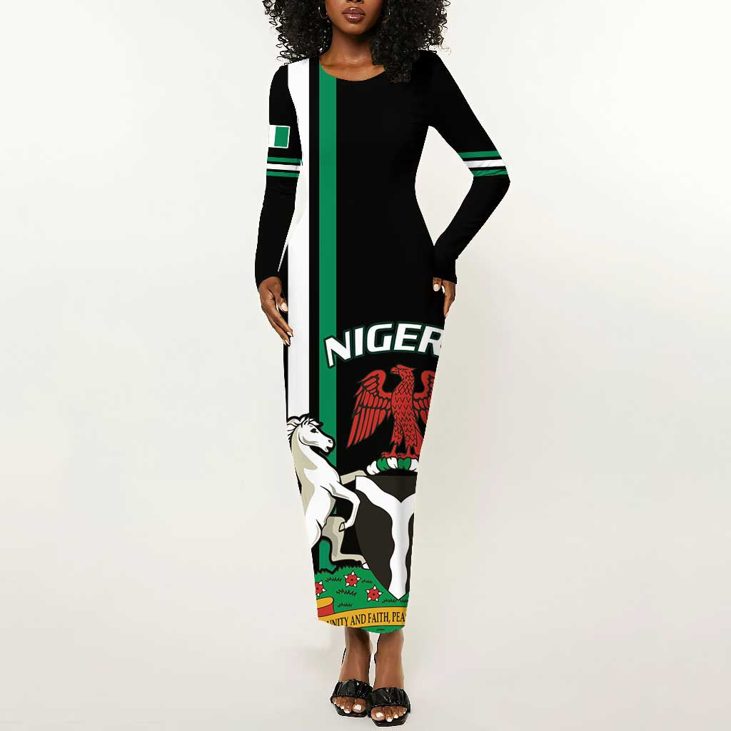 Nigeria Long Sleeve Bodycon Dress Nigeria Coat Of Arms Simple Style