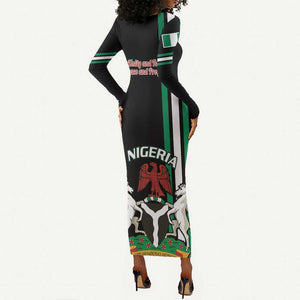 Nigeria Long Sleeve Bodycon Dress Nigeria Coat Of Arms Simple Style