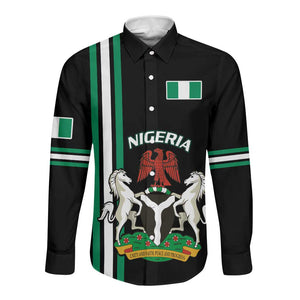 Nigeria Long Sleeve Button Shirt Nigeria Coat Of Arms Simple Style