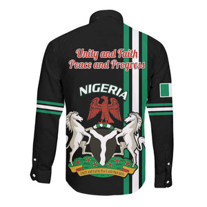 Nigeria Long Sleeve Button Shirt Nigeria Coat Of Arms Simple Style