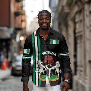 Nigeria Long Sleeve Button Shirt Nigeria Coat Of Arms Simple Style