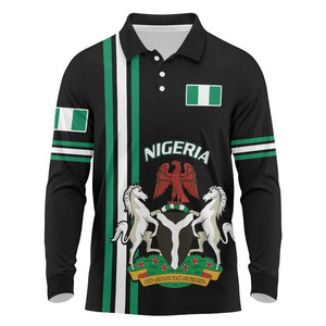 Nigeria Long Sleeve Polo Shirt Nigeria Coat Of Arms Simple Style