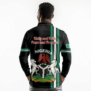 Nigeria Long Sleeve Polo Shirt Nigeria Coat Of Arms Simple Style