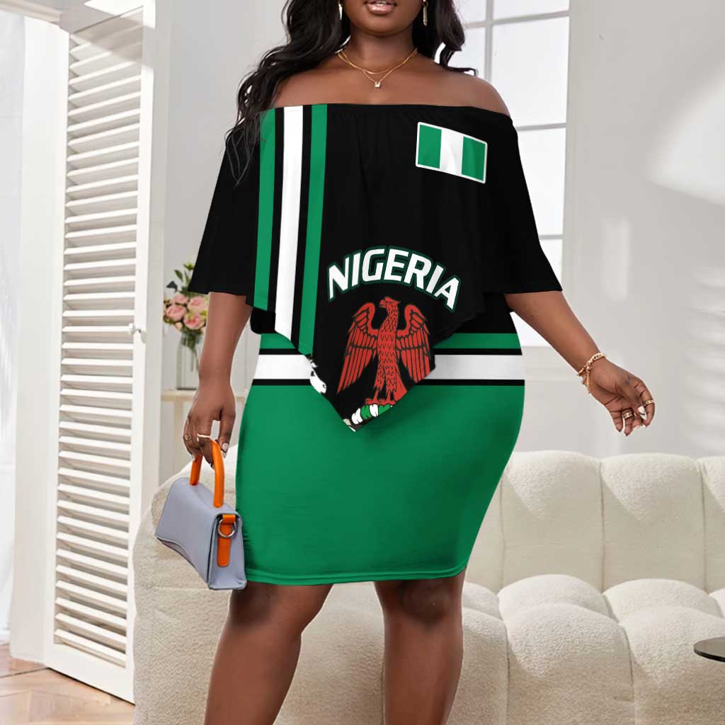 Nigeria Off Shoulder Short Dress Nigeria Coat Of Arms Simple Style LT14