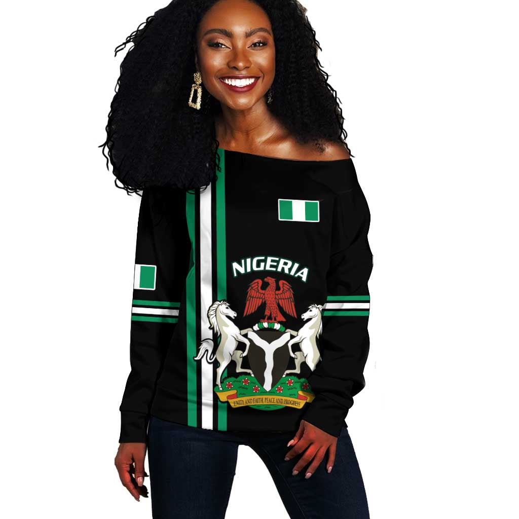 Nigeria Off Shoulder Sweater Nigeria Coat Of Arms Simple Style