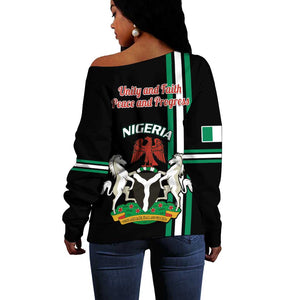 Nigeria Off Shoulder Sweater Nigeria Coat Of Arms Simple Style