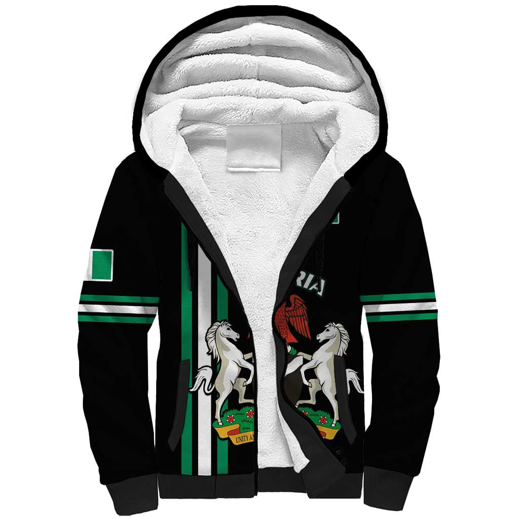 Nigeria Sherpa Hoodie Nigeria Coat Of Arms Simple Style