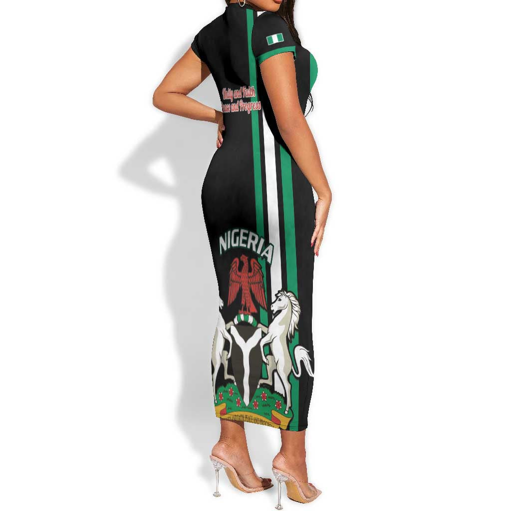 Nigeria Short Sleeve Bodycon Dress Nigeria Coat Of Arms Simple Style LT14