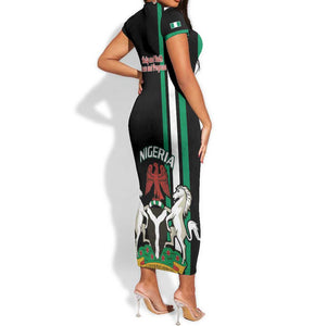 Nigeria Short Sleeve Bodycon Dress Nigeria Coat Of Arms Simple Style