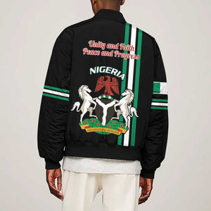 Nigeria Sleeve Zip Bomber Jacket Nigeria Coat Of Arms Simple Style