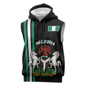 Nigeria Sleeveless Zip Hoodie Nigeria Coat Of Arms Simple Style - African Pride