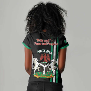 Nigeria Women V-Neck T-Shirt Nigeria Coat Of Arms Simple Style